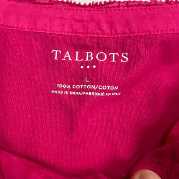 Talbots Women's 3/4 Sleeve Henley Top Pink Size Large Buttons - Picture 8 of 9